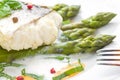 Fish fillet with asparagus foam sauce