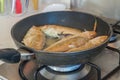 Fish Fillet Cooking On Fry Pan, Food Preparation