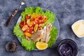 Fish fillet with raw vegetables Royalty Free Stock Photo