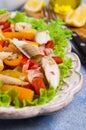 Fish fillet with raw vegetables Royalty Free Stock Photo