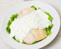 Fish fillet with sauce Royalty Free Stock Photo