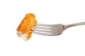 Fish finger on a fork Royalty Free Stock Photo