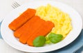 Fish fingers with mashed potato Royalty Free Stock Photo