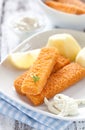 Fish fingers with remoulade sauce Royalty Free Stock Photo