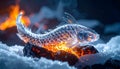 Fish on Fire in Icy Water Royalty Free Stock Photo