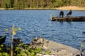 Fish fishing at a lake in central europe. Anglers fishing on the Royalty Free Stock Photo