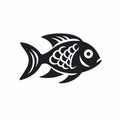 Intricate Black Fish Icon: Shodo-inspired Graphic Illustration