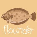 Fish flounder vector illustration flat style front