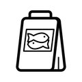 Fish food package simple vector icon. Black and white illustration of meal for fishes. Outline linear icon. Royalty Free Stock Photo