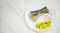 Fish with fresh herbs and lemon steamed sea salt