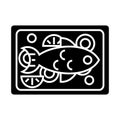 Fish fried icon, vector illustration, black sign on isolated background