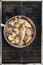 Fish fried in oil, in a pan Royalty Free Stock Photo