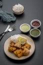 Fish fry snack with sauce and snack Royalty Free Stock Photo