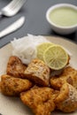 Fish fry snack with sauce and snack Royalty Free Stock Photo