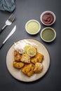 Fish fry snack with sauce and snack Royalty Free Stock Photo