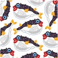 Fish fugue decorative pattern on white background