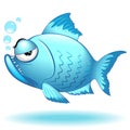 Fish Funny Grumpy Cartoon Character Vector illustration - 1 Royalty Free Stock Photo