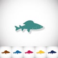 Fish grayling. Flat sticker with shadow on white background Royalty Free Stock Photo