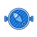 Fish grill line icon. Royalty Free Stock Photo