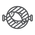 Fish grill line icon, food and sea, barbecue sign, vector graphics, a linear pattern on a white background. Royalty Free Stock Photo