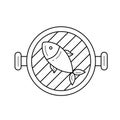 Fish grill vector line icon. Royalty Free Stock Photo