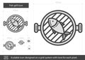 Fish grill line icon. Royalty Free Stock Photo