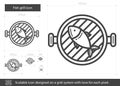 Fish grill line icon. Royalty Free Stock Photo