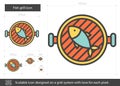 Fish grill line icon. Royalty Free Stock Photo