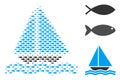 Fish Halftone Sea Boat Collage