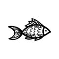 Fish, hand-drawn in sketch style. Sea creatures. Organisms of the oceans. Simple vector illustration isolated on white Royalty Free Stock Photo