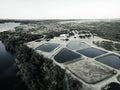 Fish hatchery growing fish on the land