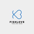 fish heart line logo template vector illustration icon element