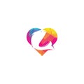 Fish heart shape concept vector logo design.