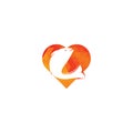 Fish heart shape concept vector logo design.