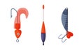 Fish Hook as Tool for Catching Fish Vector Set Royalty Free Stock Photo