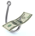 Fish hook with a banknote Royalty Free Stock Photo