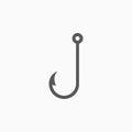 Fish hook icon, hook, barbed hook, fish Royalty Free Stock Photo