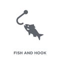 Fish and hook icon from Summer collection. Royalty Free Stock Photo
