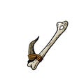 Fish hook made of bone and fang. Tool of primitive man of Stone Age. Royalty Free Stock Photo