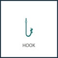 Fish hook vector icon  fishering simple icon Royalty Free Stock Photo