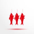 Fish on the hook. Vector icon. Royalty Free Stock Photo