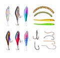 Fish Hooks Icon Set Royalty Free Stock Photo