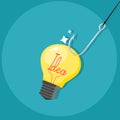 Fish hooks and light bulb ideas. Conceptual building of money and business strategy. vector illustration