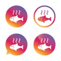 Fish hot sign icon. Cook or fry fish symbol. Royalty Free Stock Photo