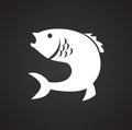 Fish icon on black background for graphic and web design, Modern simple vector sign. Internet concept. Trendy symbol for website
