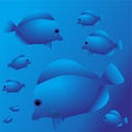 Fish Icon, Cute Cartoon Funny Character with Blue Color, Swim in Water Ã¢â¬â Flat Design Royalty Free Stock Photo