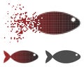 Shredded Pixelated Halftone Fish Icon