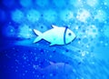 Fish icon abstract light cyan blue hexagon pattern background Royalty Free Stock Photo