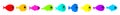 Fish icon line set. Cute kawaii cartoon funny baby character. Colorful aquarium sea ocean animals. Marine life. Kids collection. Royalty Free Stock Photo