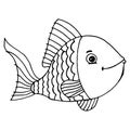 Fish icon. Vector aquarium fish. Cartoon fish hand drawn